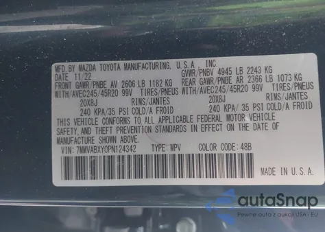 2023 Mazda Cx-50 Meridian z USA, uszkodzony, nr VIN 7MMVABXY0PN124342